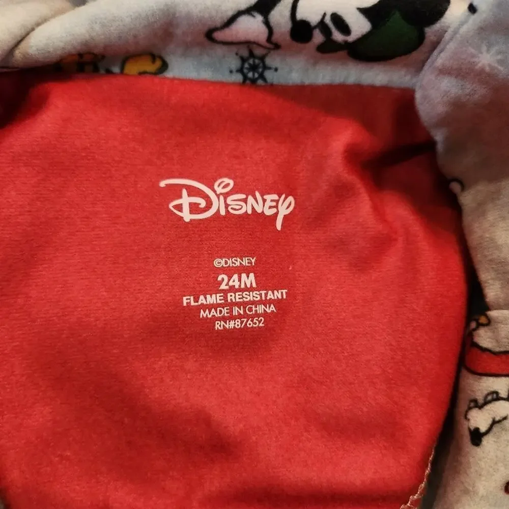 Disney Mickey Mouse & Family 2 Piece Button Down Pajamas Size 24 Months‎